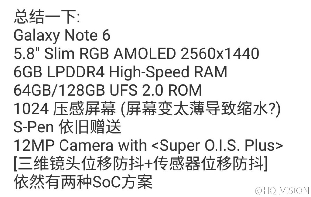 Galaxy Note 6 может иметь дисплей 5,8 