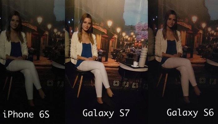Качество съемки при слабом освещении у Galaxy S7 и iPhone 6s