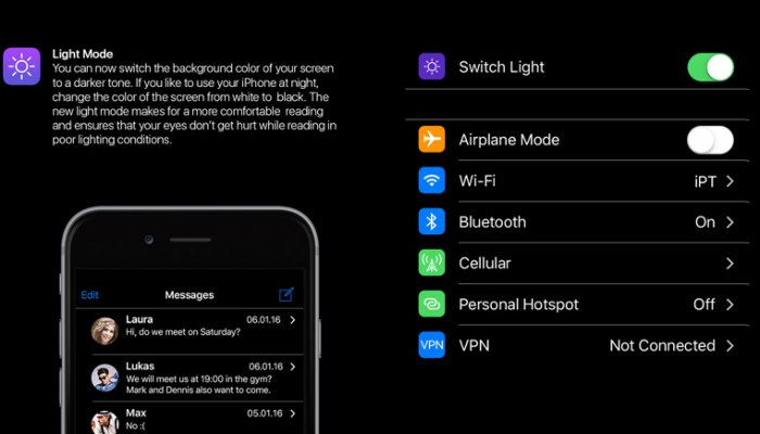Новый концепт iOS 10 с «умным» экраном блокировки, интерактивными иконками, и темной темой оформления